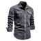Button-Down Shirt with Chest Pockets for Men - Dark Gray