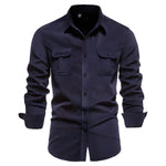 Button-Down Shirt with Chest Pockets for Men - Navy Blue