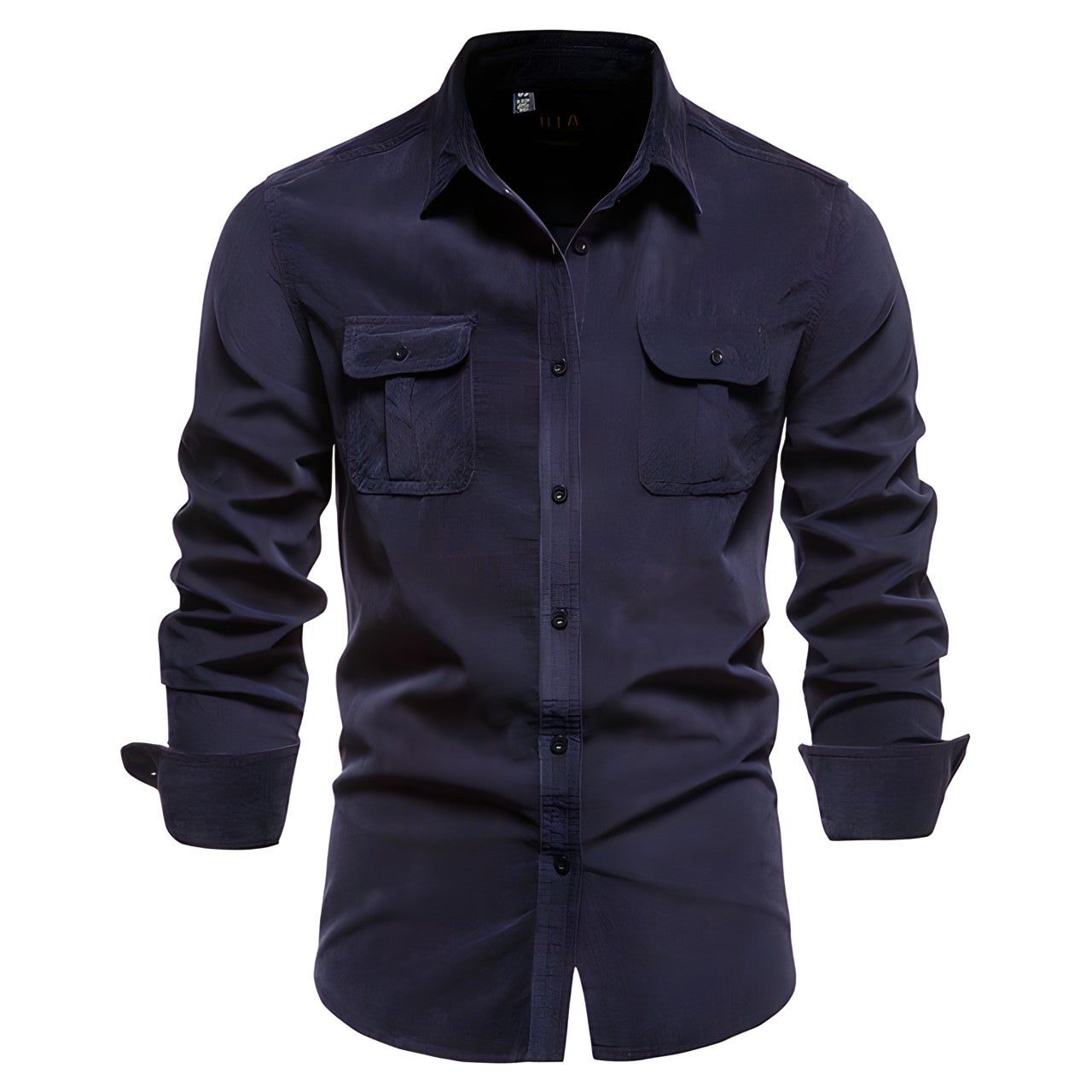 Button-Down Shirt with Chest Pockets for Men - Navy Blue