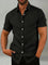 Button-Down Short Sleeve Casual Shirt for Men - Black