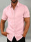 Button-Down Short Sleeve Casual Shirt for Men - Light Pink