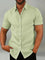 Button-Down Short Sleeve Casual Shirt for Men - Light Green
