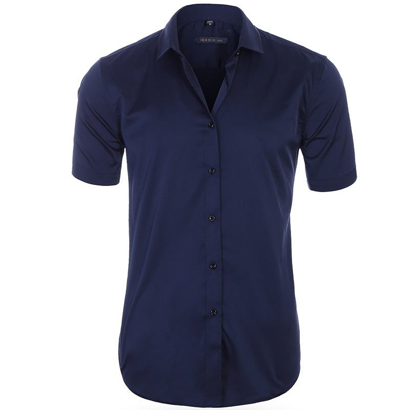 Button-Down Short Sleeve Polo Shirt for Men - Navy Blue