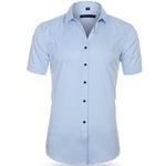 Button-Down Short Sleeve Polo Shirt for Men - Light Blue