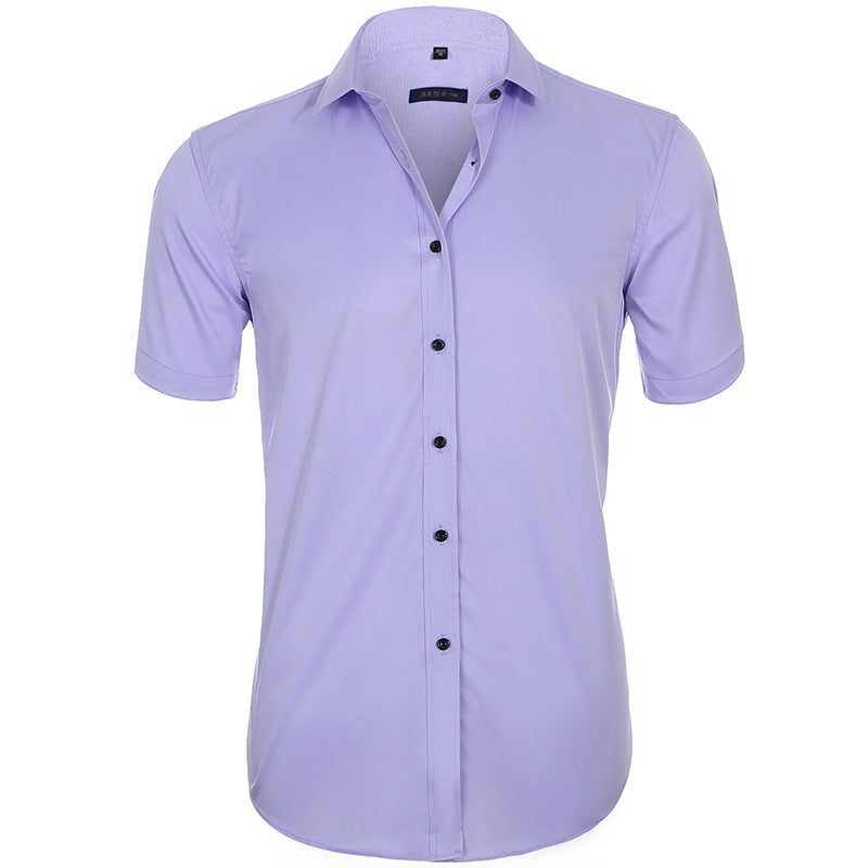 Button-Down Short Sleeve Polo Shirt for Men - Lavender