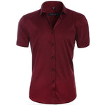 Button-Down Short Sleeve Polo Shirt for Men - Dark Red