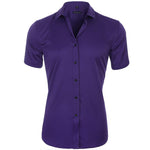 Button-Down Short Sleeve Polo Shirt for Men - Purple