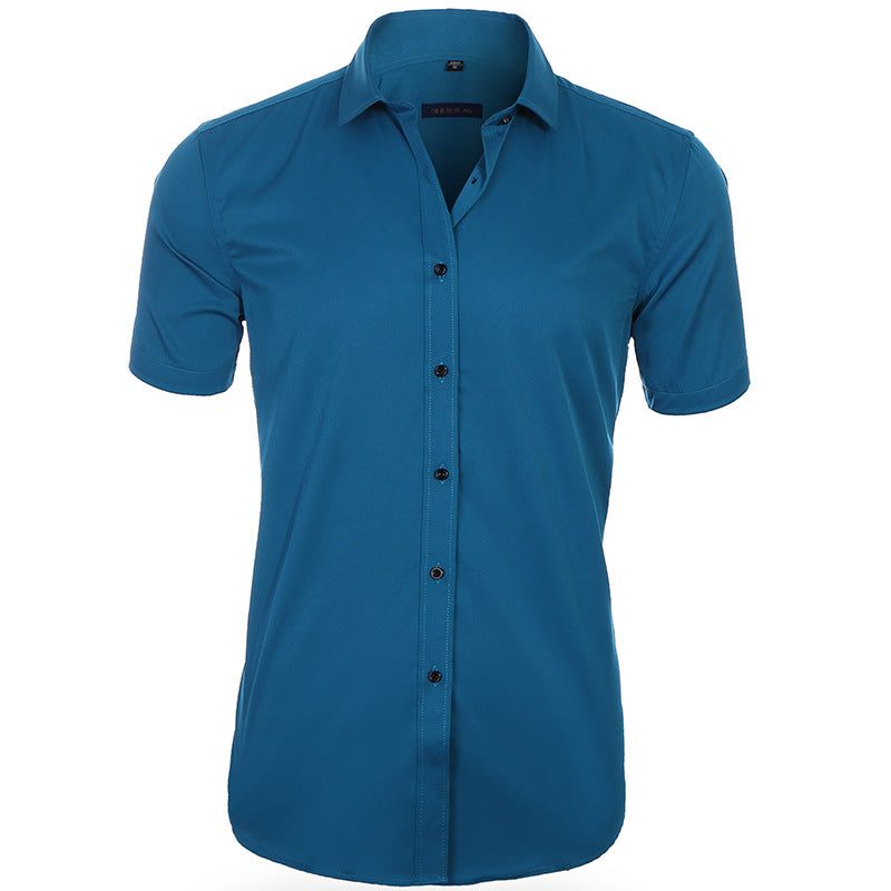 Button-Down Short Sleeve Polo Shirt for Men - Blue
