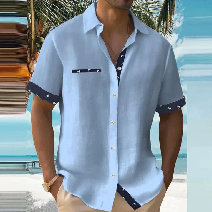 Button-Down Short Sleeve Shirt for Men - Royal Blue
