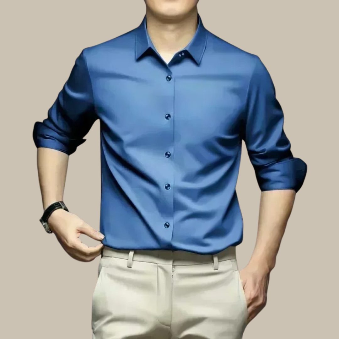 Button-Down Silk Shirt for Men - View 3