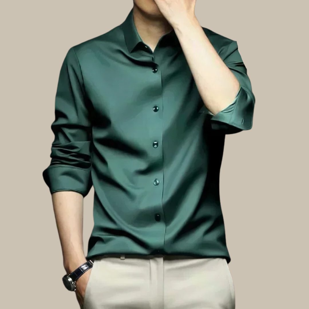 Button-Down Silk Shirt for Men - View 5