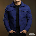 Button-Up Denim Jacket for Men - Navy