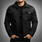 Button-Up Denim Jacket for Men - Black