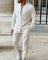 Button-Up Linen Set with Stand Collar for Men