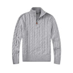 Cable Knit Half Zip Sweater for Men - Grey