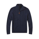 Cable Knit Half Zip Sweater for Men - Navy