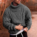 Cable Knit Roll Neck Sweater for Men - Gray