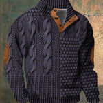 Cable Knit Zip-Up Sweater for Men - Purple