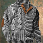 Cable Knit Zip-Up Sweater for Men - Light Gray