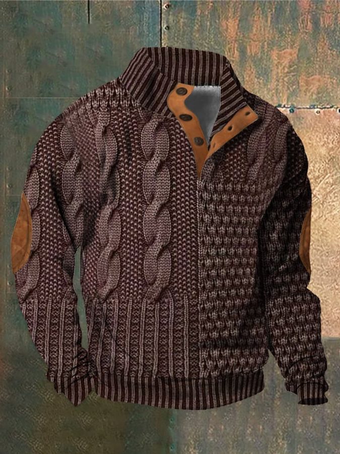 Cable Knit Zip-Up Sweater for Men - View 3