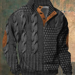 Cable Knit Zip-Up Sweater for Men - Dark Gray