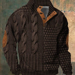 Cable Knit Zip-Up Sweater for Men - Brown