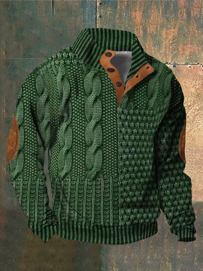 Cable Knit Zip-Up Sweater for Men - View 9