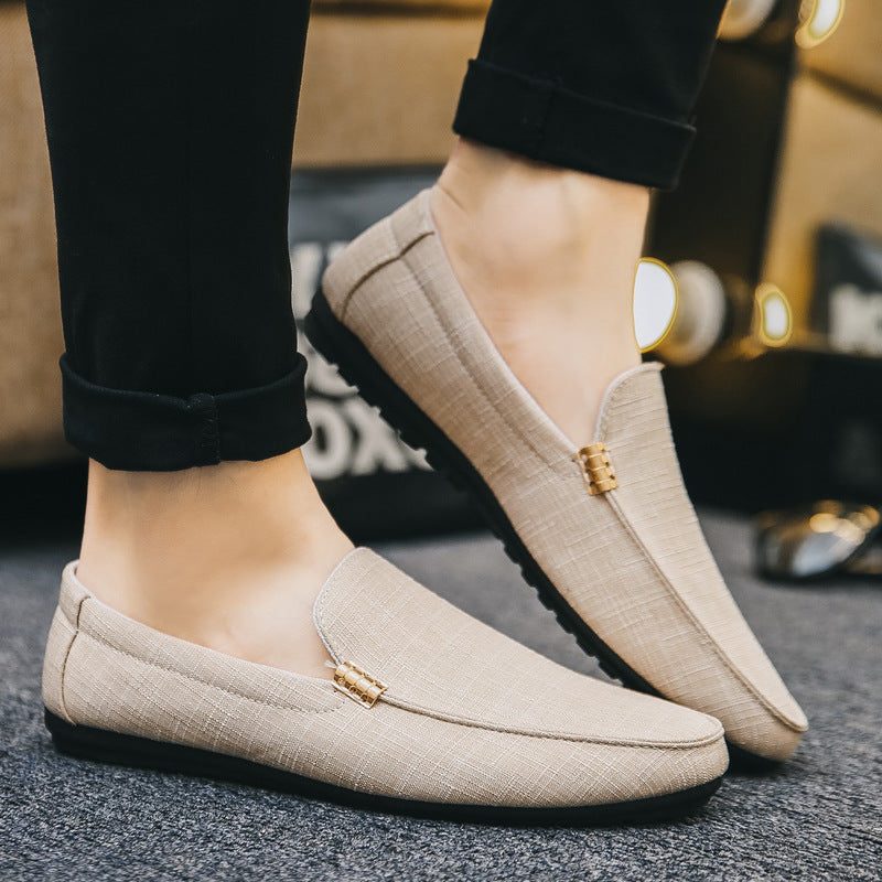 Canvas Slip-On Loafers for Men - Beige