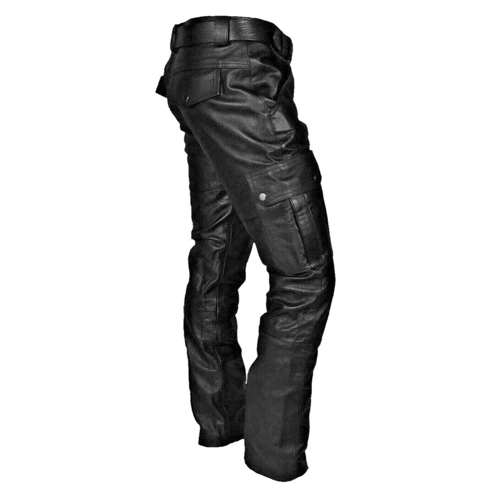 Cargo Leather Biker Trousers for Men - View 5
