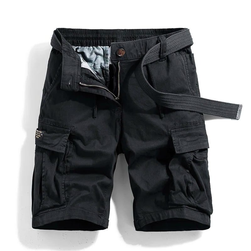 Cargo Shorts with Belt for Men - Black