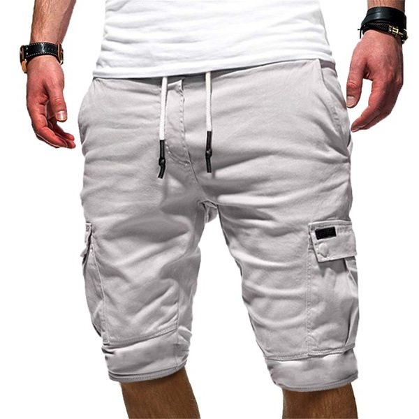 Cargo Shorts with Drawstring for Men - White