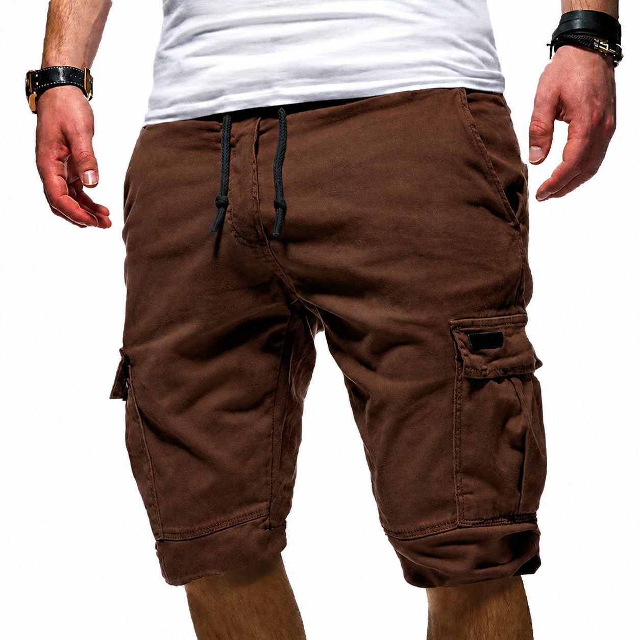 Cargo Shorts with Drawstring for Men - Dark Brown