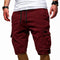 Cargo Shorts with Drawstring for Men - Burgundy
