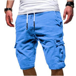 Cargo Shorts with Drawstring for Men - Light Blue