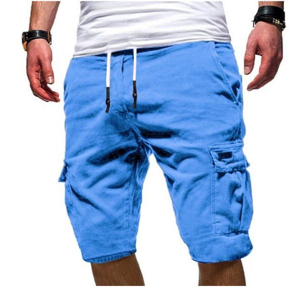 Cargo Shorts with Drawstring for Men - Light Blue