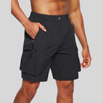 Cargo Shorts with Zip Pockets for Men - Black