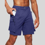 Cargo Shorts with Zip Pockets for Men - Royal Blue