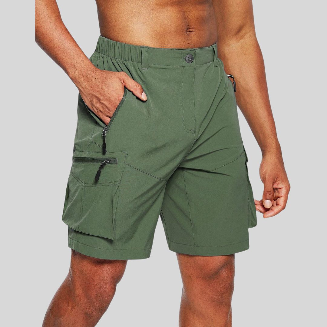 Cargo Shorts with Zip Pockets for Men - Green