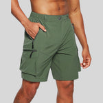 Cargo Shorts with Zip Pockets for Men - Green