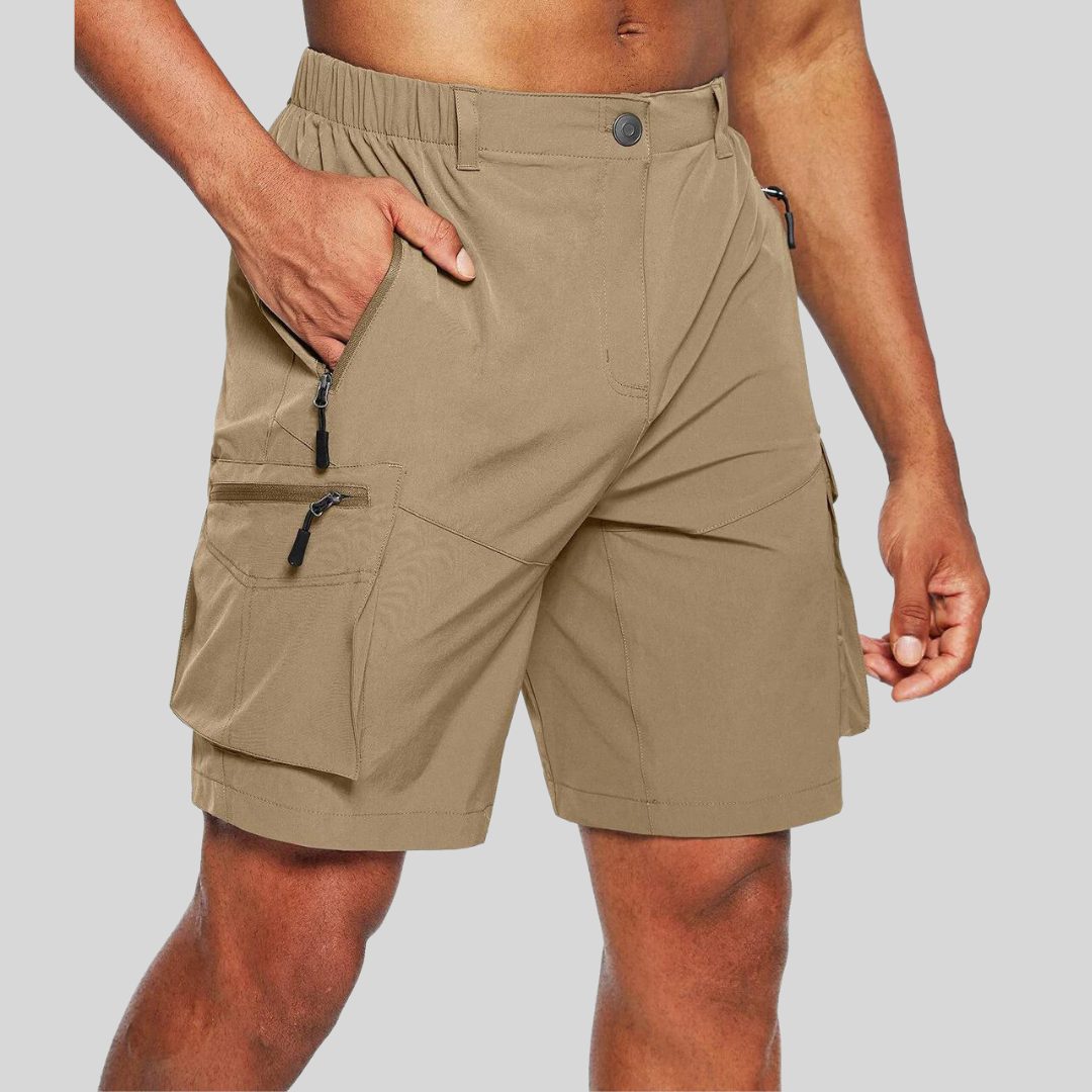 Cargo Shorts with Zip Pockets for Men - Khaki