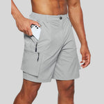Cargo Shorts with Zip Pockets for Men - Light Grey