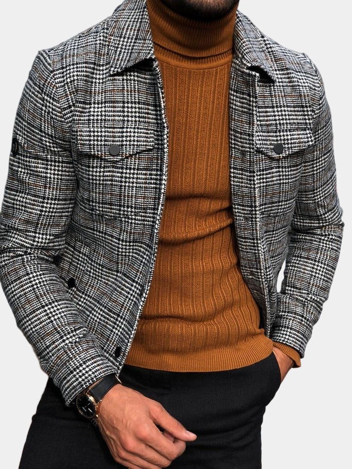 Checked Overshirt with Collar for Men - View 3