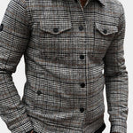 Checked Overshirt with Collar for Men - View 4
