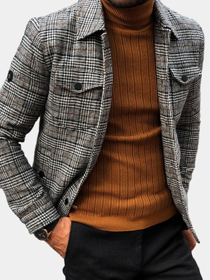 Checked Overshirt with Collar for Men - View 5