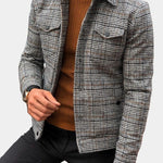 Checked Overshirt with Collar for Men - View 7
