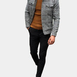 Checked Overshirt with Collar for Men - View 9