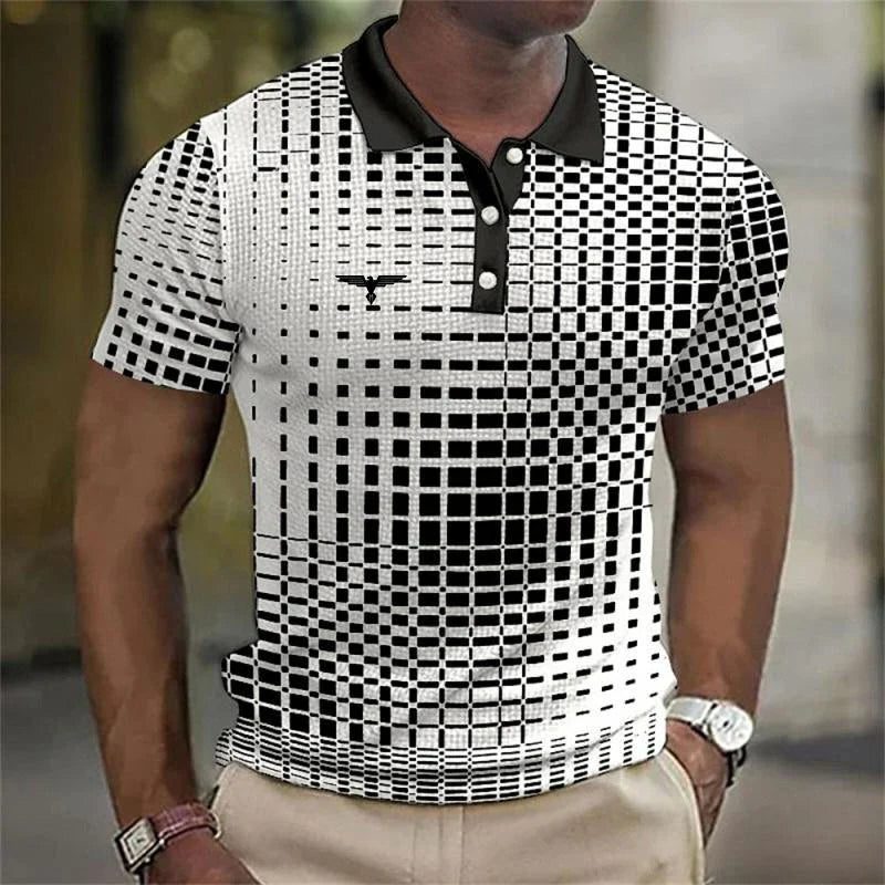 Checkered Polo Shirt for Men - White