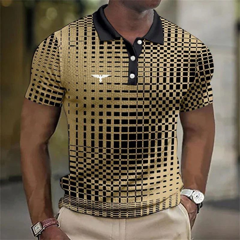 Checkered Polo Shirt for Men - Yellow