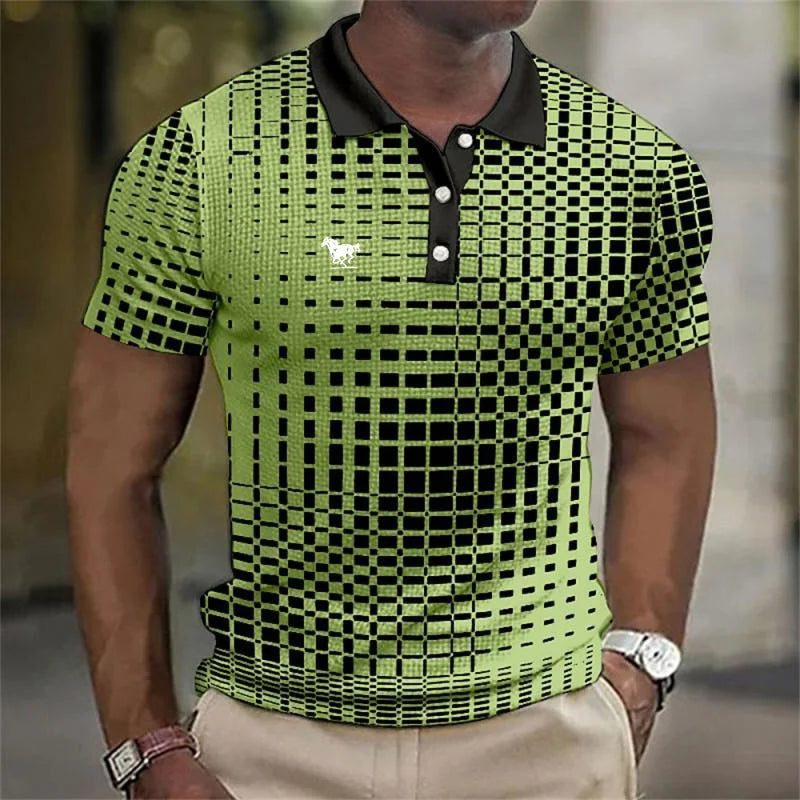 Checkered Polo Shirt for Men - Green