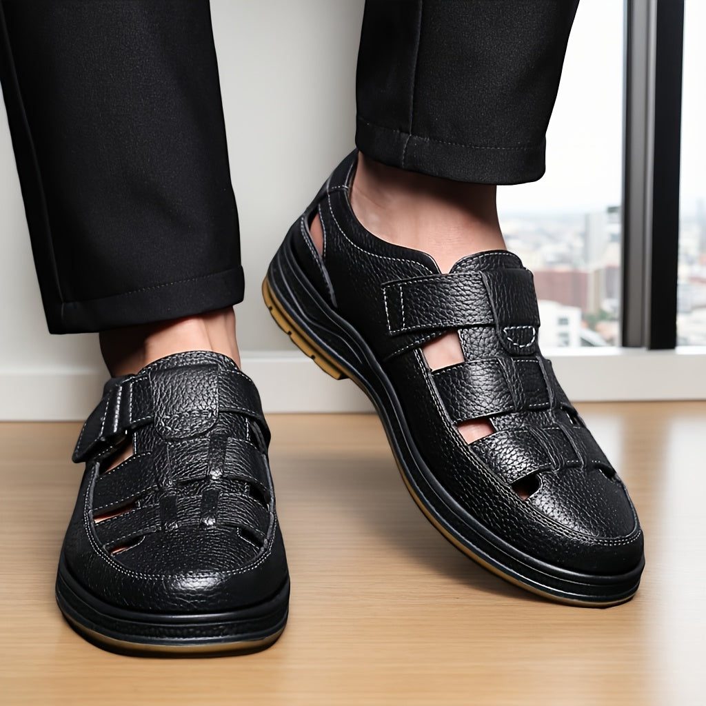 Closed Toe Strappy Leather Sandals for Men
